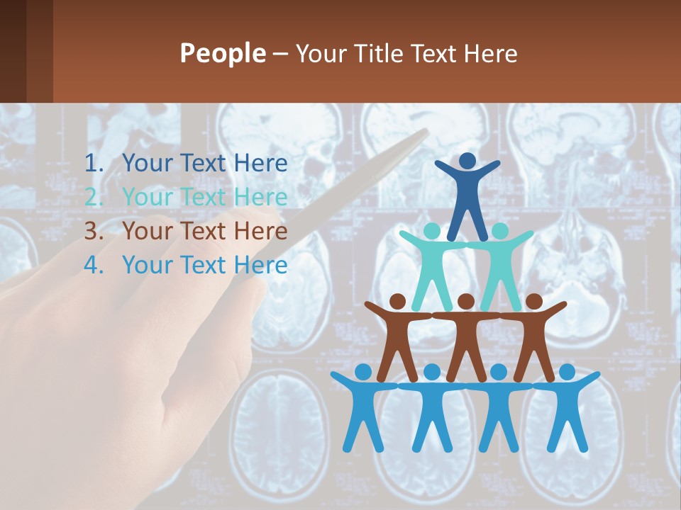 A Person Holding A Pen In Front Of A Brain Scan PowerPoint Template