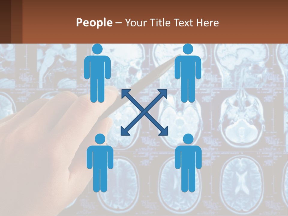 A Person Holding A Pen In Front Of A Brain Scan PowerPoint Template