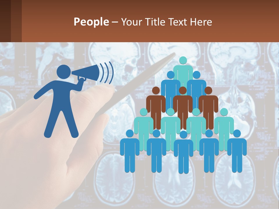 A Person Holding A Pen In Front Of A Brain Scan PowerPoint Template