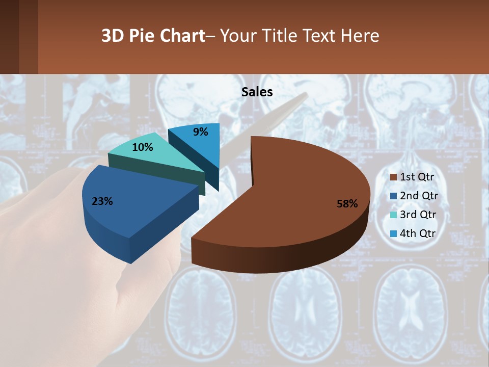 A Person Holding A Pen In Front Of A Brain Scan PowerPoint Template