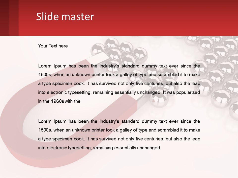 A Group Of Silver Balls With A Red Bar On Top Of Them PowerPoint Template