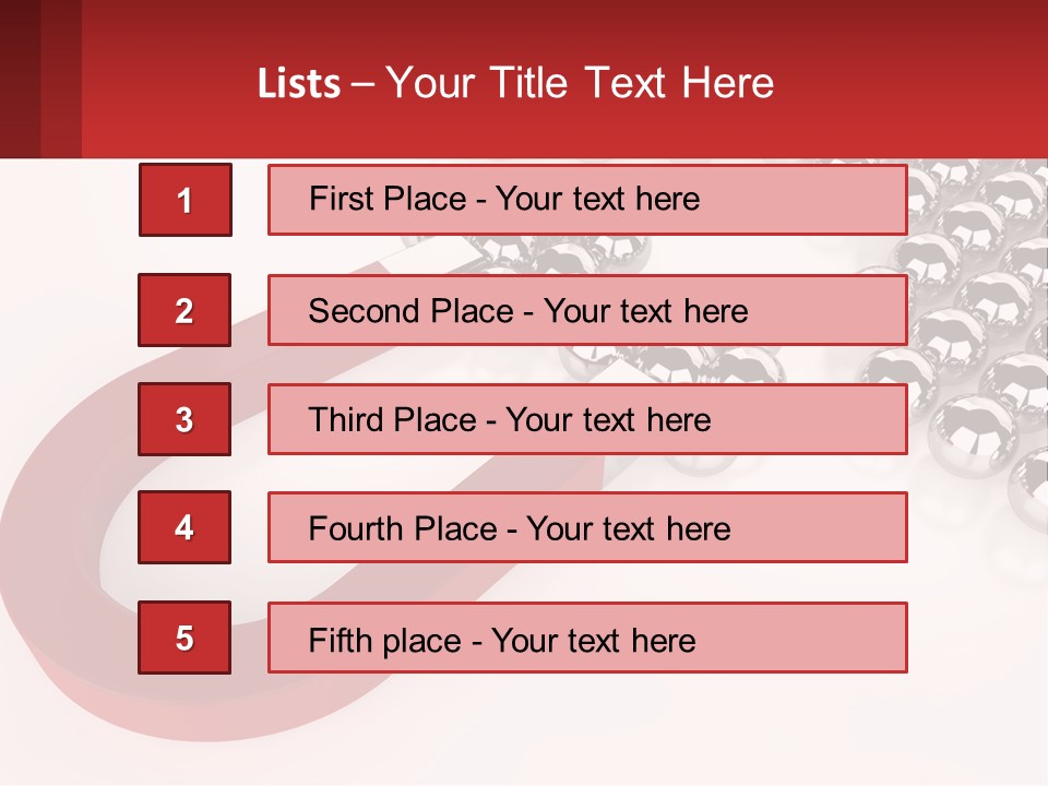 A Group Of Silver Balls With A Red Bar On Top Of Them PowerPoint Template