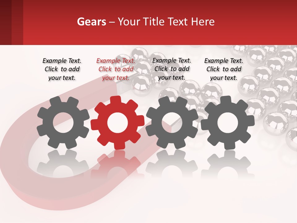 A Group Of Silver Balls With A Red Bar On Top Of Them PowerPoint Template