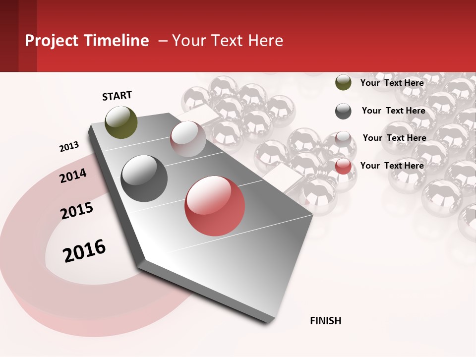 A Group Of Silver Balls With A Red Bar On Top Of Them PowerPoint Template