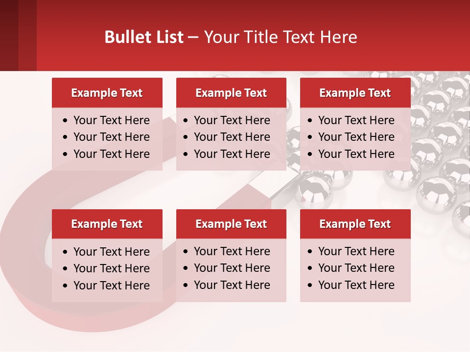 A Group Of Silver Balls With A Red Bar On Top Of Them PowerPoint Template