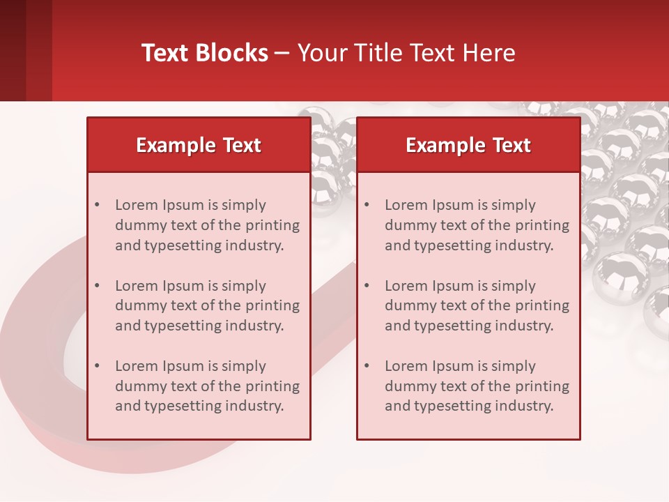 A Group Of Silver Balls With A Red Bar On Top Of Them PowerPoint Template