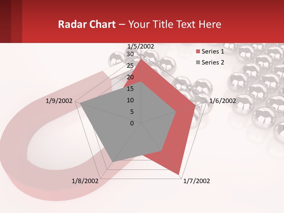 A Group Of Silver Balls With A Red Bar On Top Of Them PowerPoint Template