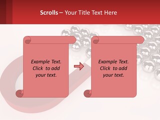 A Group Of Silver Balls With A Red Bar On Top Of Them PowerPoint Template