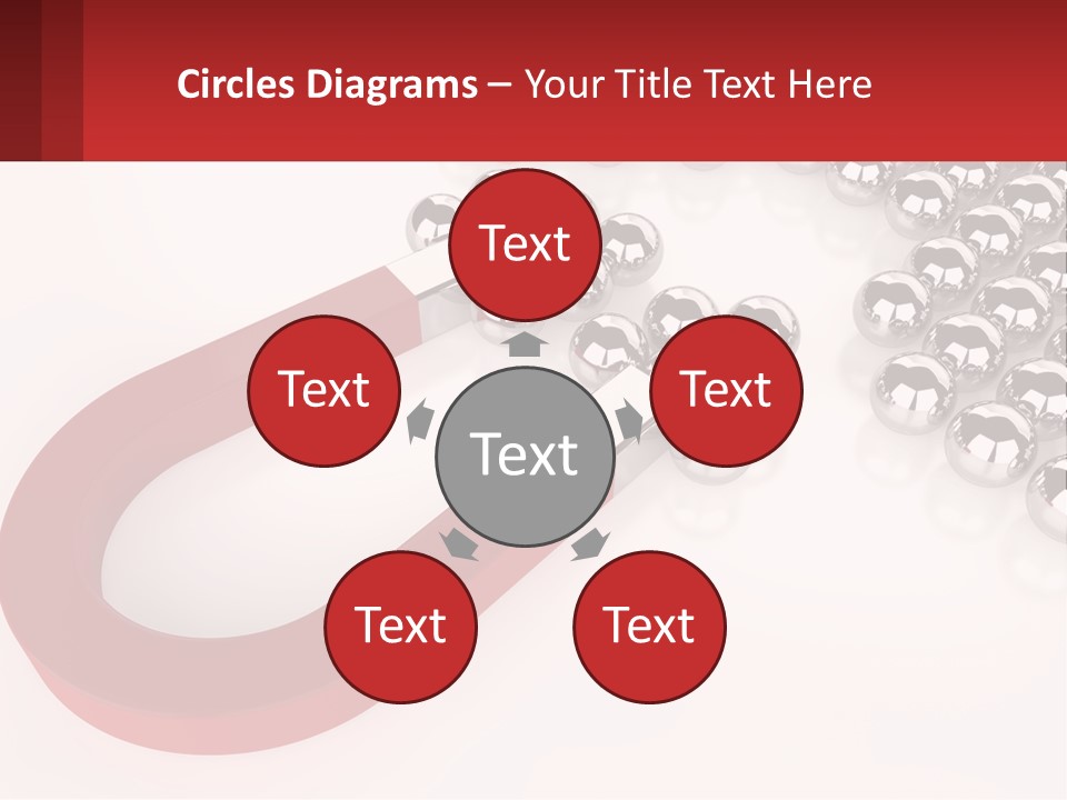 A Group Of Silver Balls With A Red Bar On Top Of Them PowerPoint Template