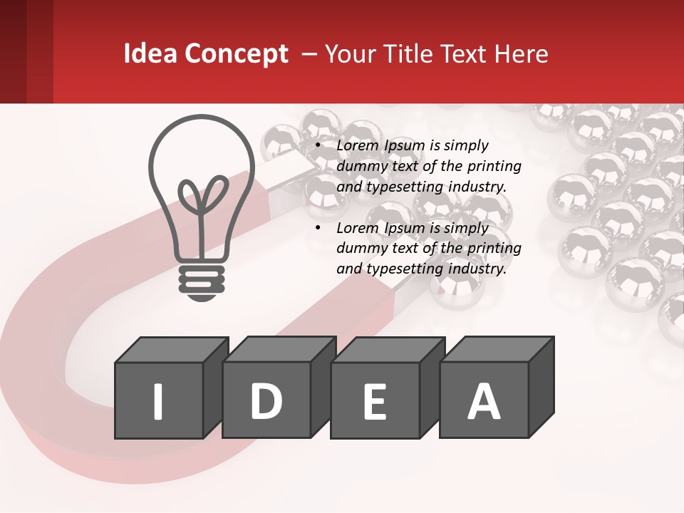 A Group Of Silver Balls With A Red Bar On Top Of Them PowerPoint Template