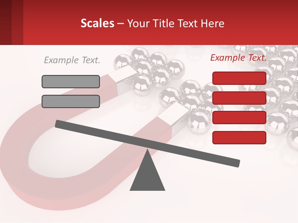 A Group Of Silver Balls With A Red Bar On Top Of Them PowerPoint Template