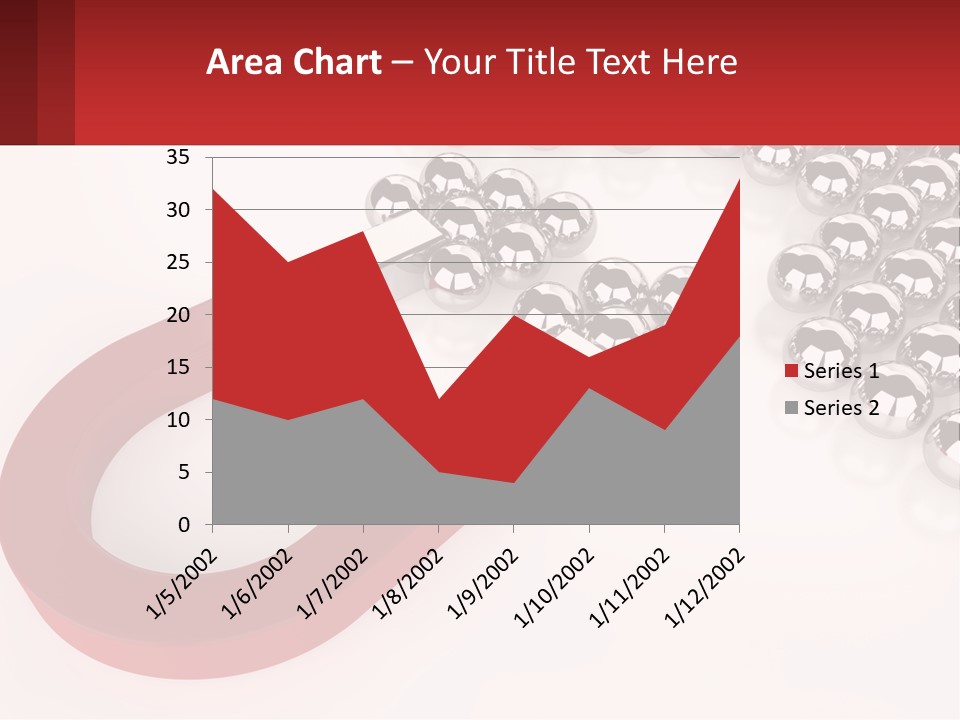 A Group Of Silver Balls With A Red Bar On Top Of Them PowerPoint Template