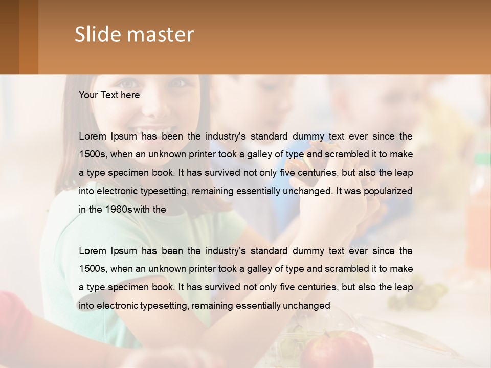 A Group Of Children Sitting At A Table Eating Food PowerPoint Template