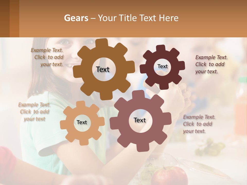 A Group Of Children Sitting At A Table Eating Food PowerPoint Template