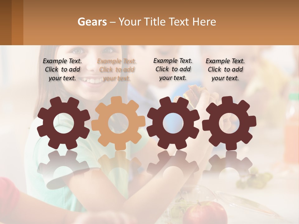 A Group Of Children Sitting At A Table Eating Food PowerPoint Template