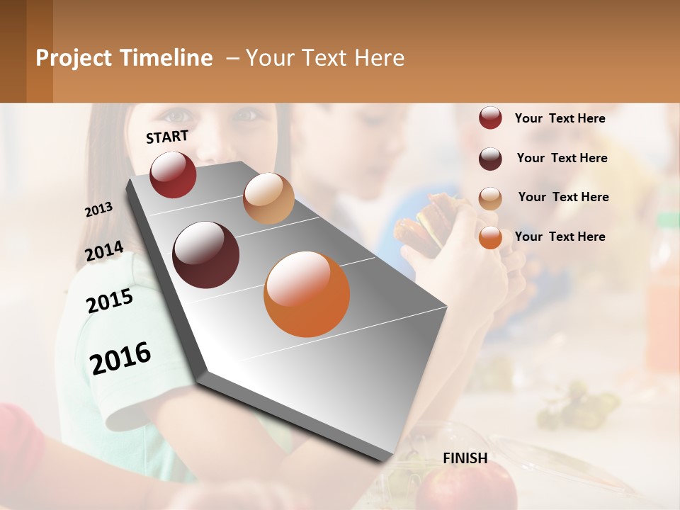 A Group Of Children Sitting At A Table Eating Food PowerPoint Template