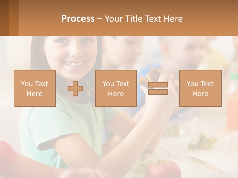 A Group Of Children Sitting At A Table Eating Food PowerPoint Template
