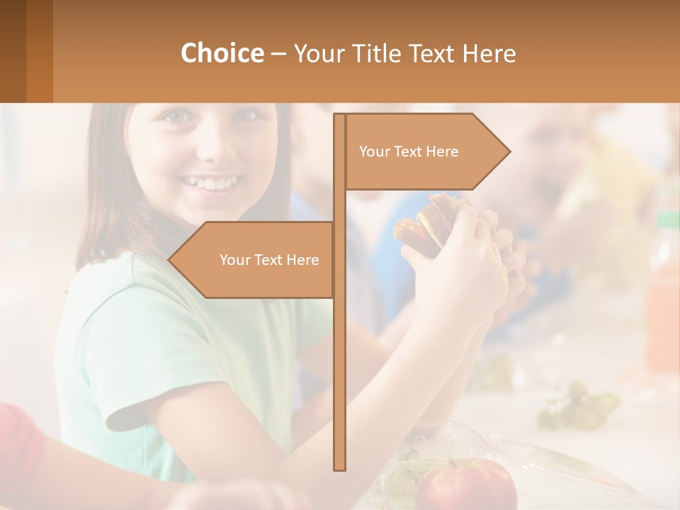 A Group Of Children Sitting At A Table Eating Food PowerPoint Template