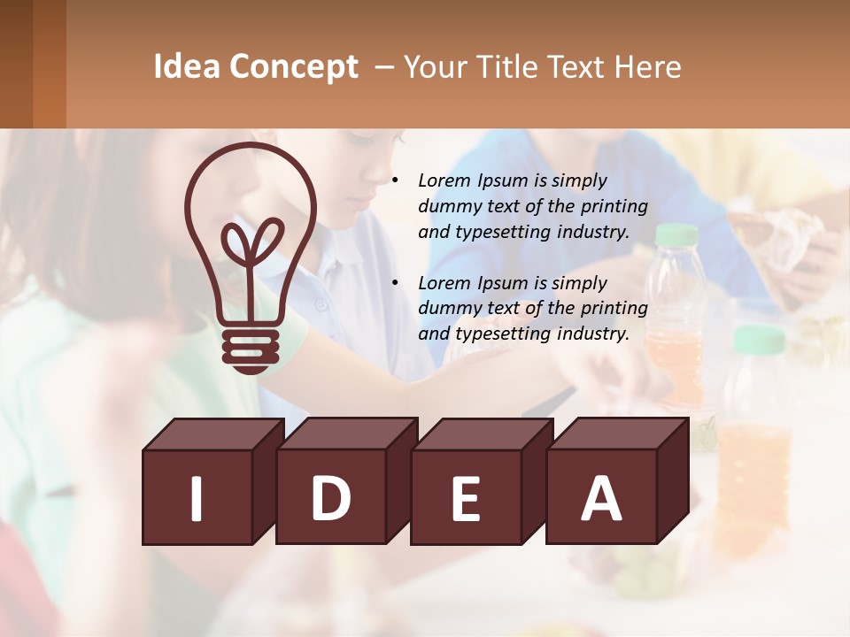 A Group Of Children Sitting At A Table With Bottles Of Liquid PowerPoint Template