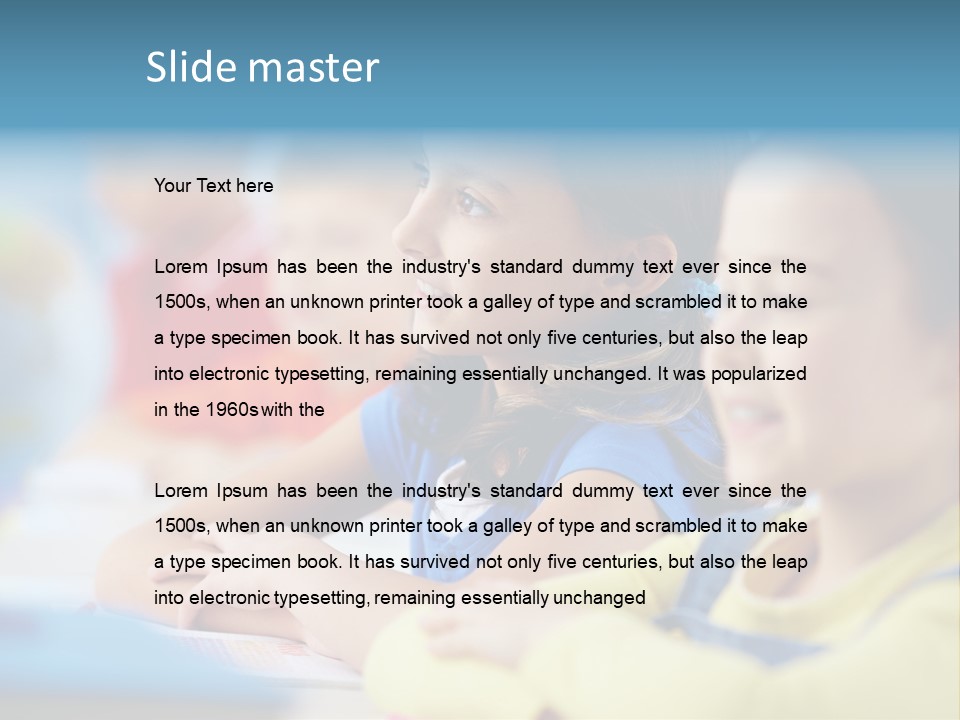 A Group Of Children Sitting At A Table With A Globe In The Background PowerPoint Template