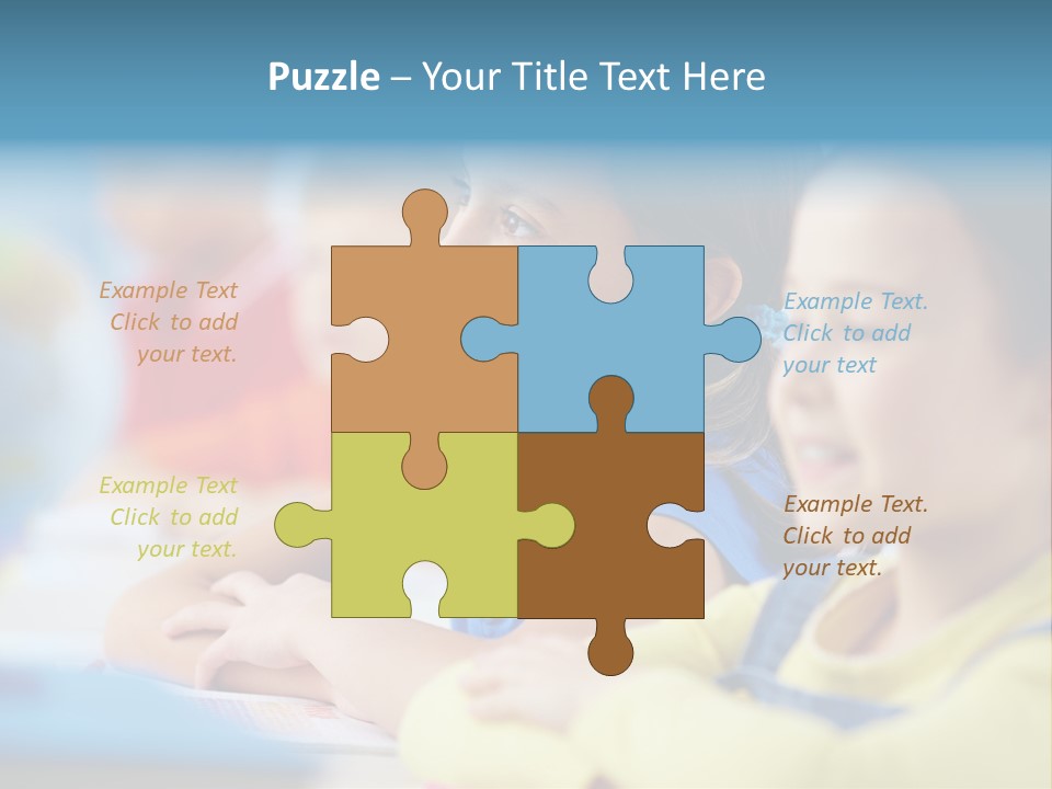 A Group Of Children Sitting At A Table With A Globe In The Background PowerPoint Template