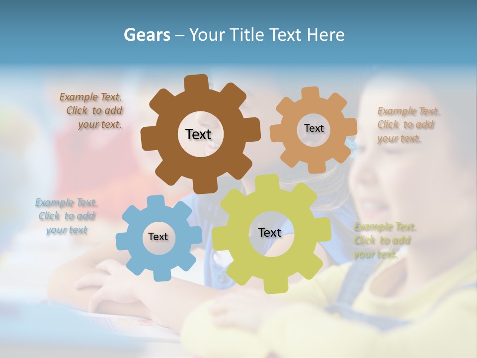 A Group Of Children Sitting At A Table With A Globe In The Background PowerPoint Template