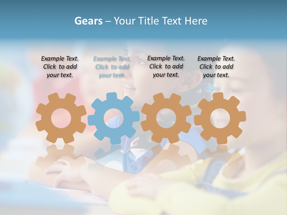 A Group Of Children Sitting At A Table With A Globe In The Background PowerPoint Template