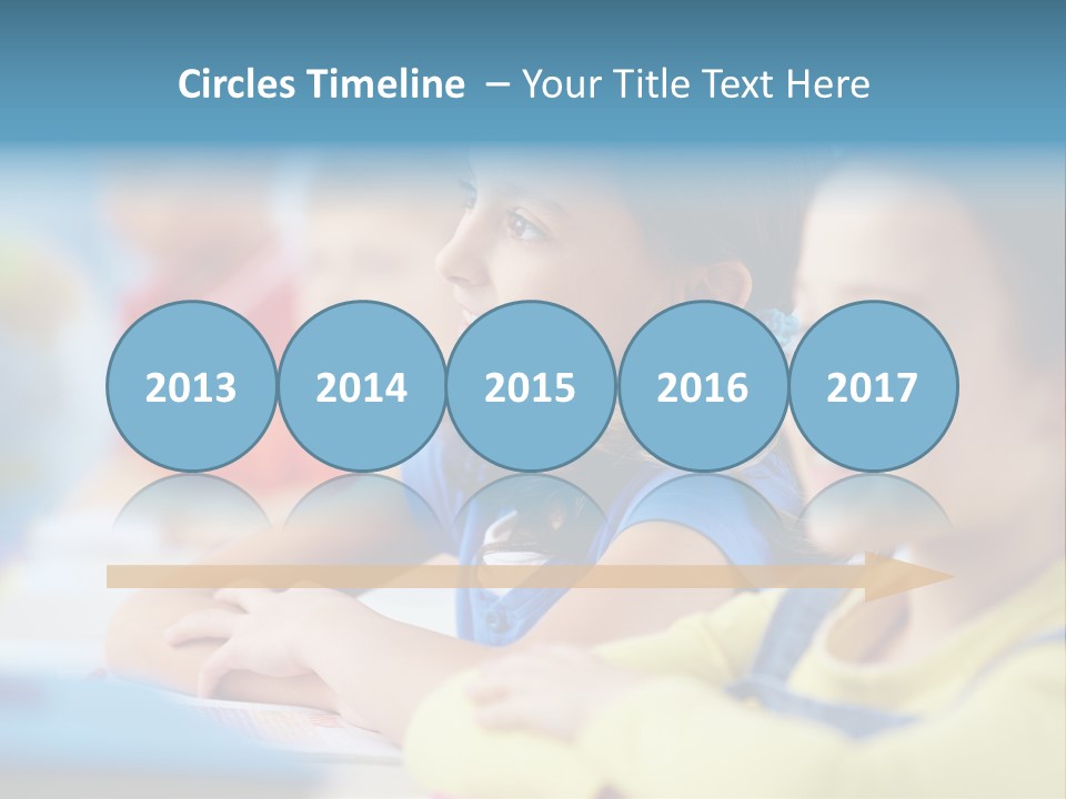 A Group Of Children Sitting At A Table With A Globe In The Background PowerPoint Template