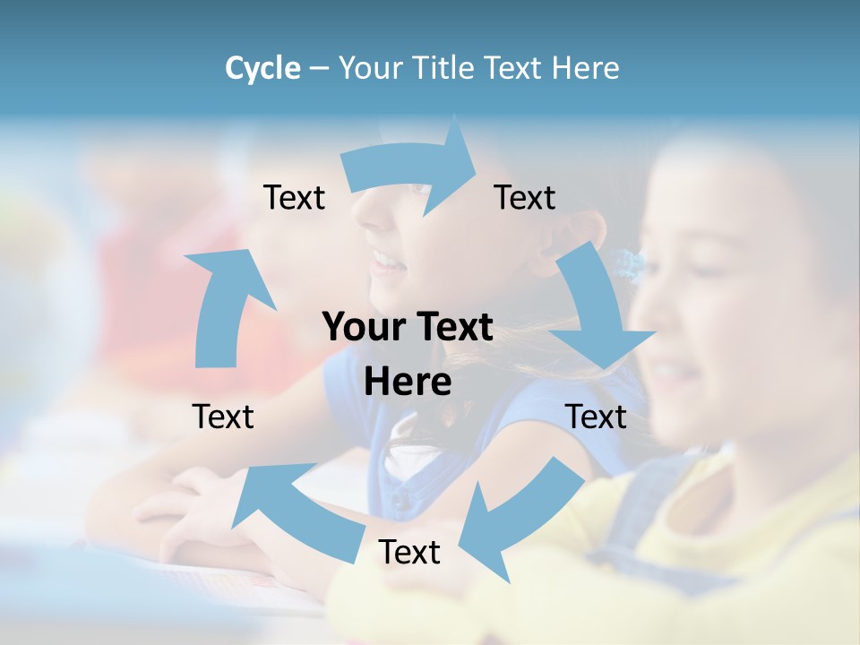 A Group Of Children Sitting At A Table With A Globe In The Background PowerPoint Template