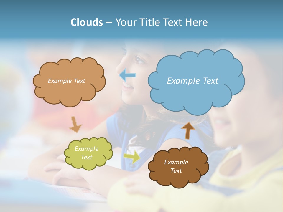 A Group Of Children Sitting At A Table With A Globe In The Background PowerPoint Template