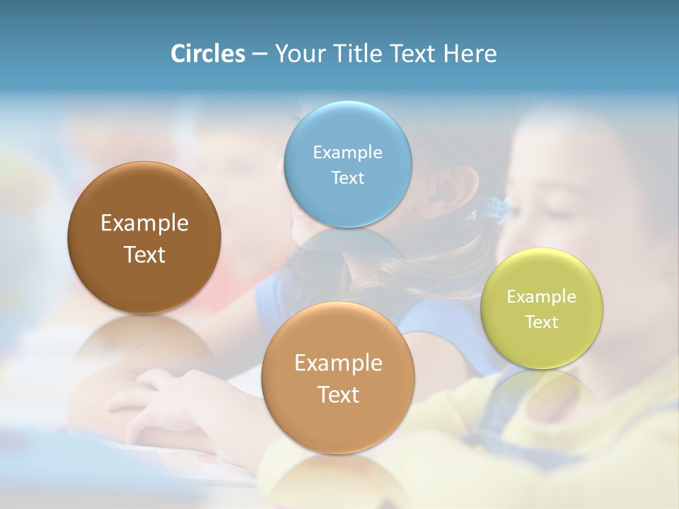 A Group Of Children Sitting At A Table With A Globe In The Background PowerPoint Template