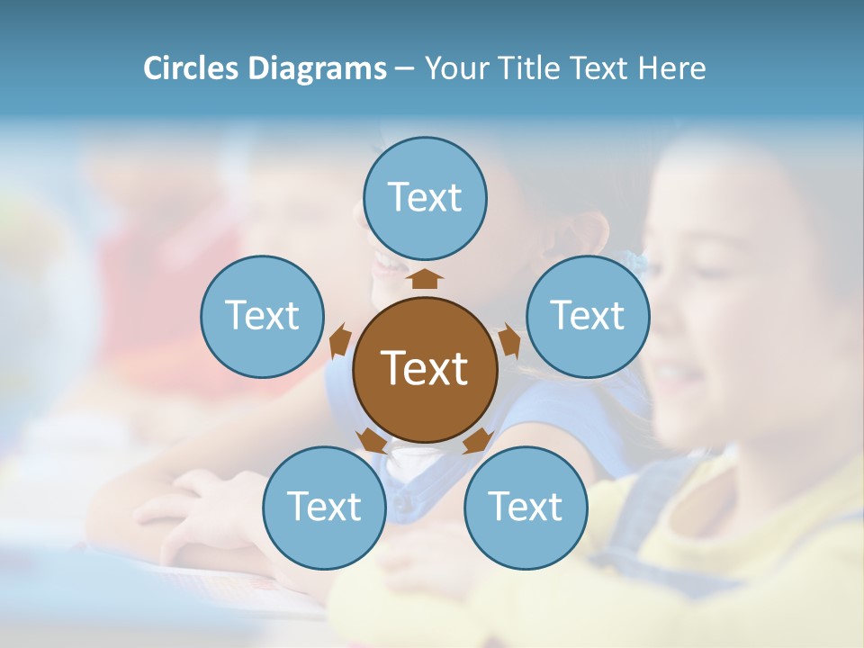 A Group Of Children Sitting At A Table With A Globe In The Background PowerPoint Template