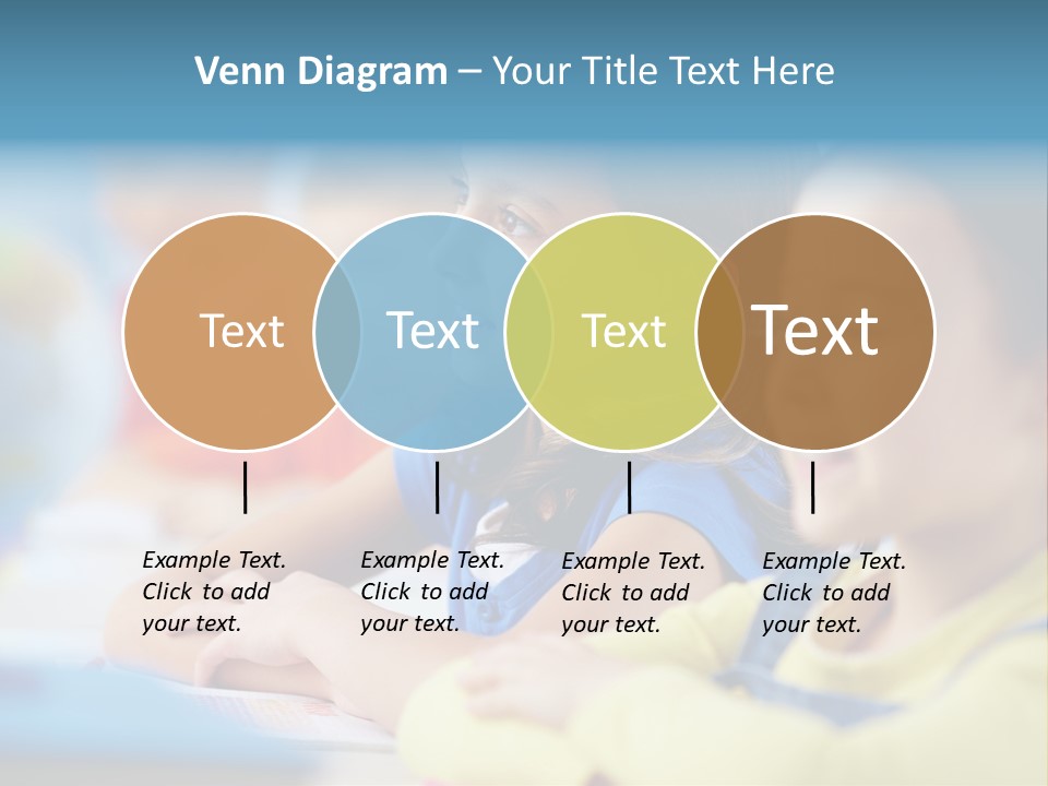 A Group Of Children Sitting At A Table With A Globe In The Background PowerPoint Template