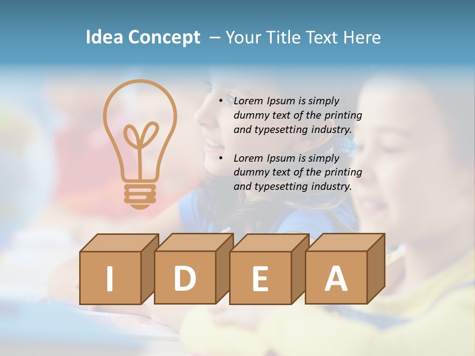 A Group Of Children Sitting At A Table With A Globe In The Background PowerPoint Template