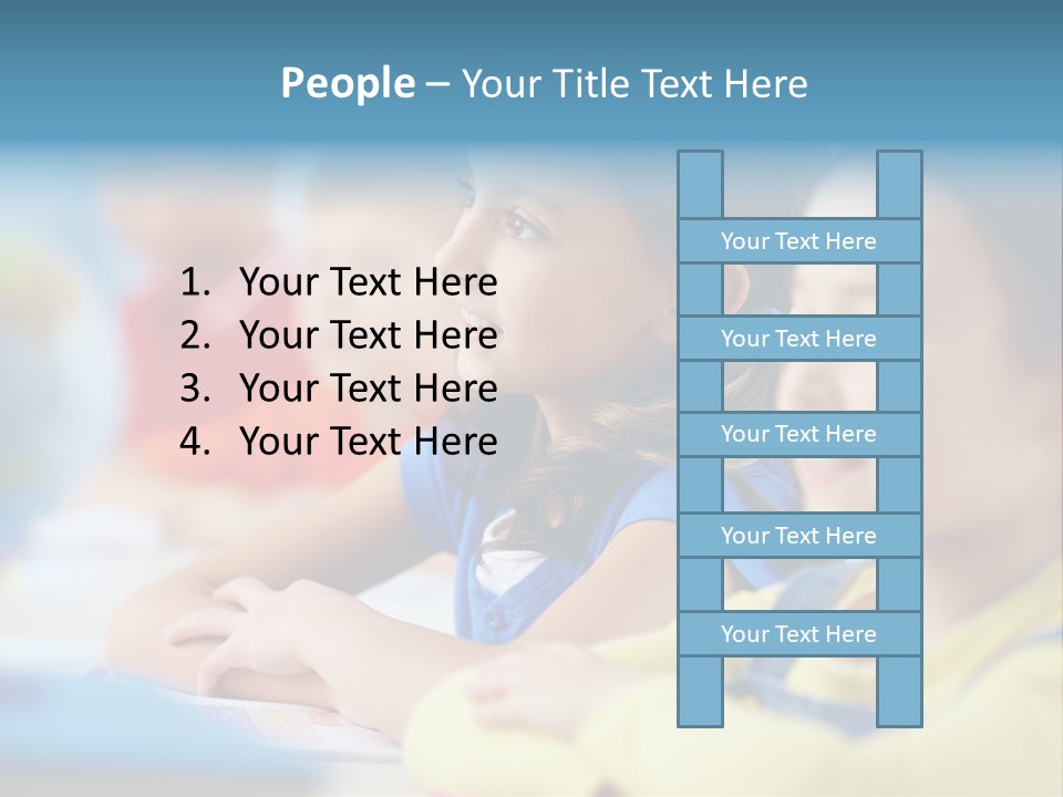 A Group Of Children Sitting At A Table With A Globe In The Background PowerPoint Template