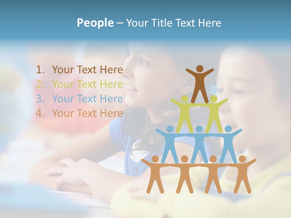 A Group Of Children Sitting At A Table With A Globe In The Background PowerPoint Template