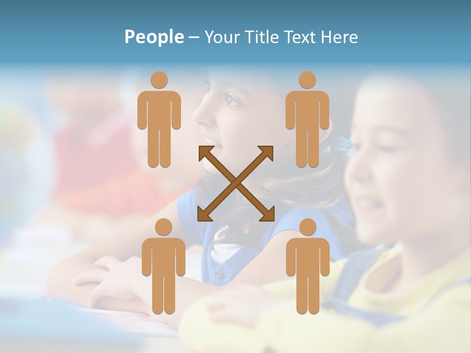 A Group Of Children Sitting At A Table With A Globe In The Background PowerPoint Template