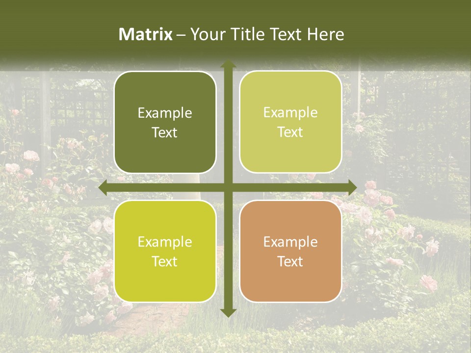 A Garden With Flowers And A Bench In The Middle Of It PowerPoint Template