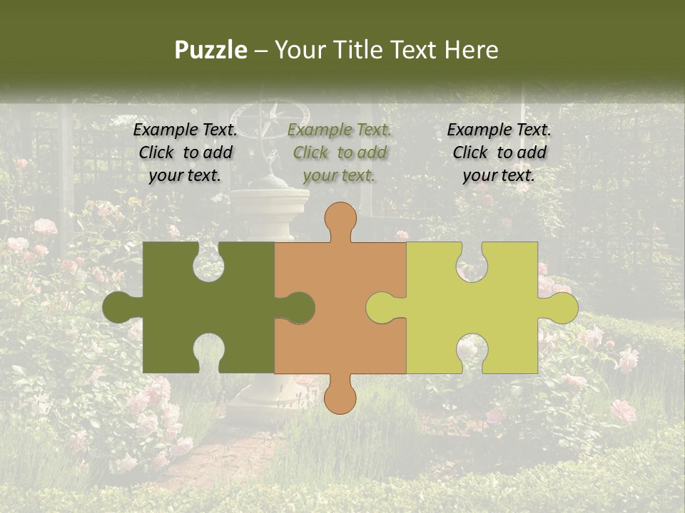 A Garden With Flowers And A Bench In The Middle Of It PowerPoint Template