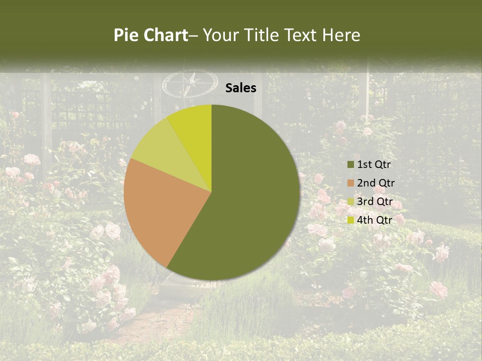 A Garden With Flowers And A Bench In The Middle Of It PowerPoint Template