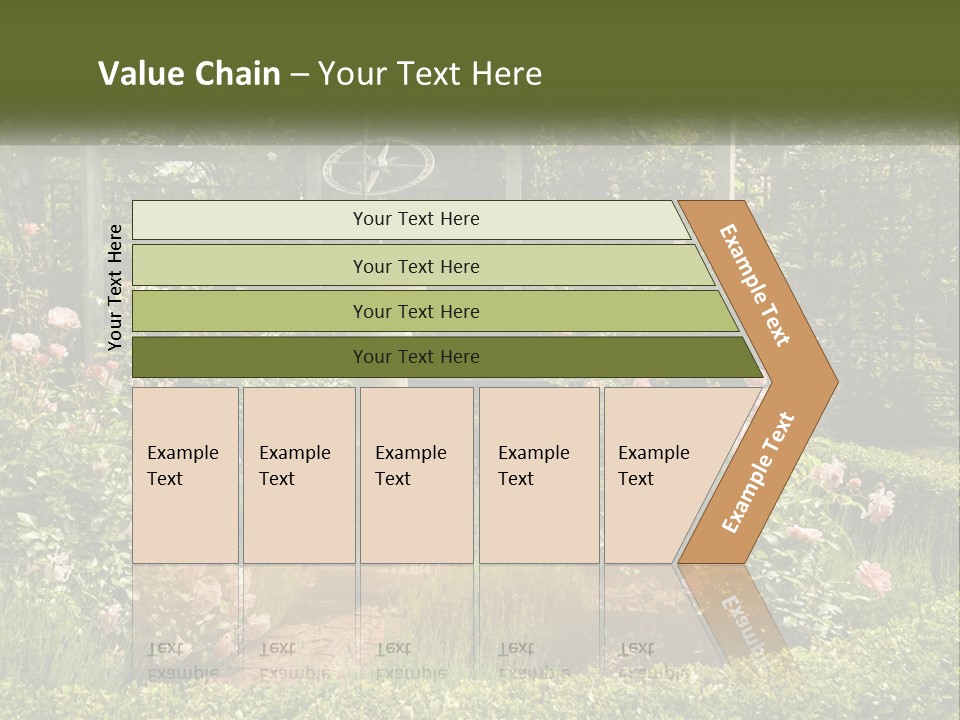 A Garden With Flowers And A Bench In The Middle Of It PowerPoint Template