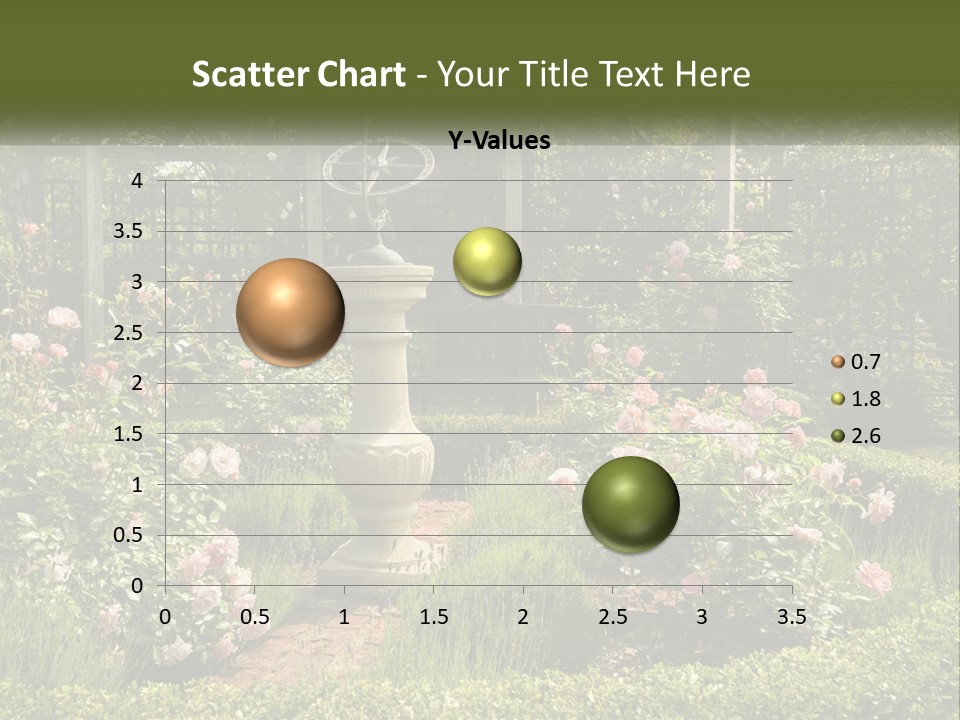 A Garden With Flowers And A Bench In The Middle Of It PowerPoint Template