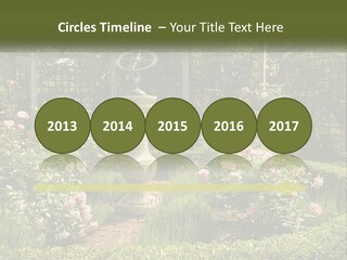 A Garden With Flowers And A Bench In The Middle Of It PowerPoint Template