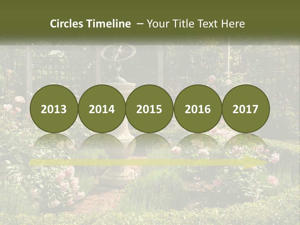 A Garden With Flowers And A Bench In The Middle Of It PowerPoint Template