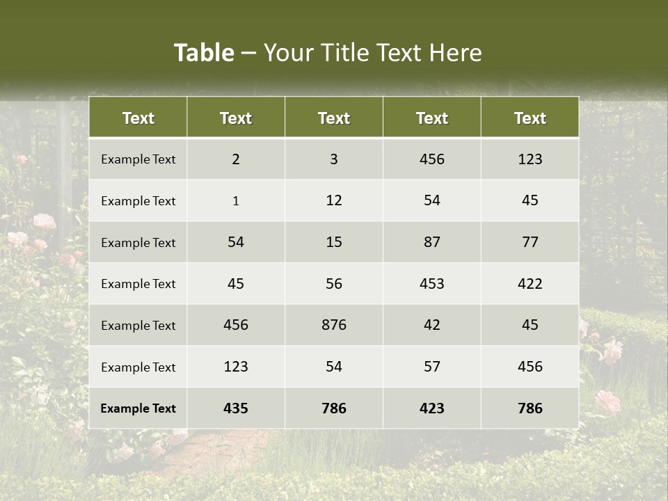 A Garden With Flowers And A Bench In The Middle Of It PowerPoint Template