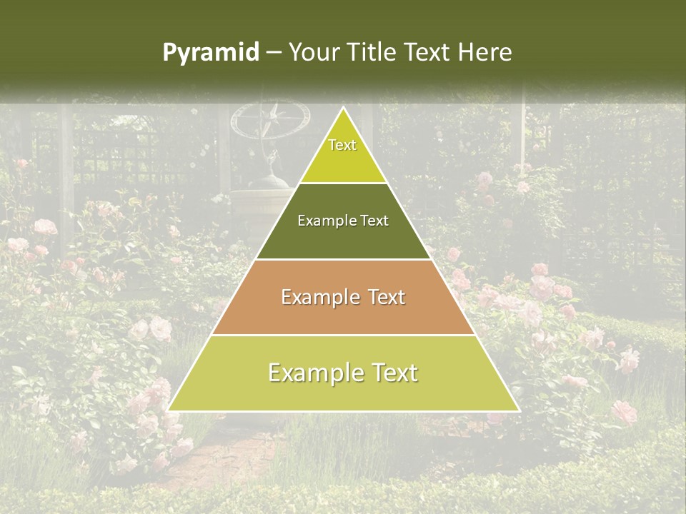 A Garden With Flowers And A Bench In The Middle Of It PowerPoint Template