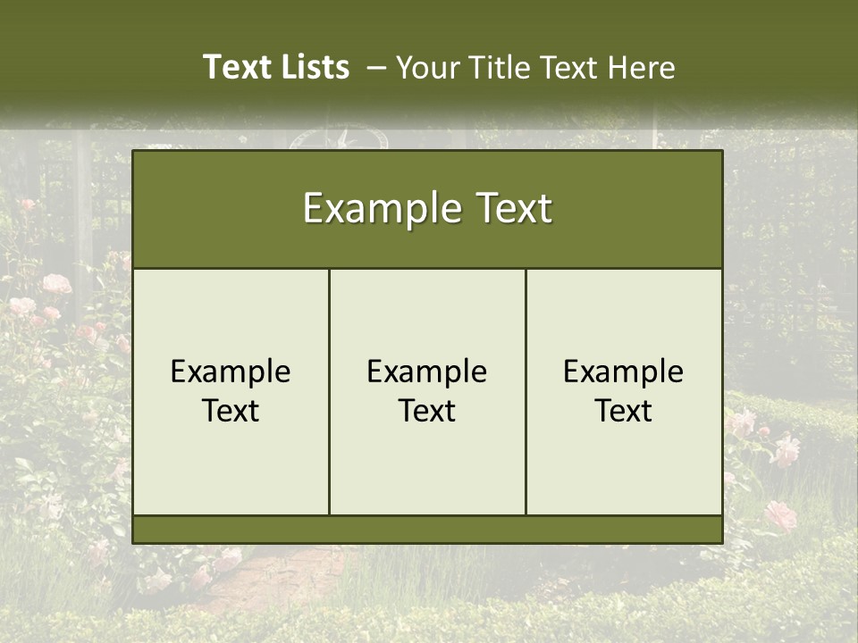 A Garden With Flowers And A Bench In The Middle Of It PowerPoint Template