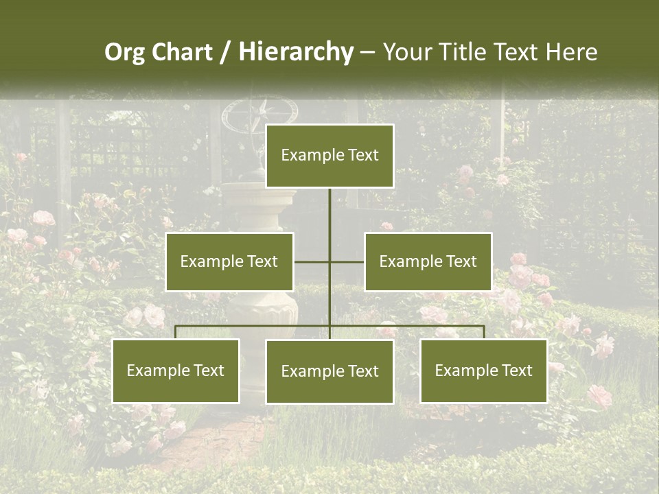 A Garden With Flowers And A Bench In The Middle Of It PowerPoint Template