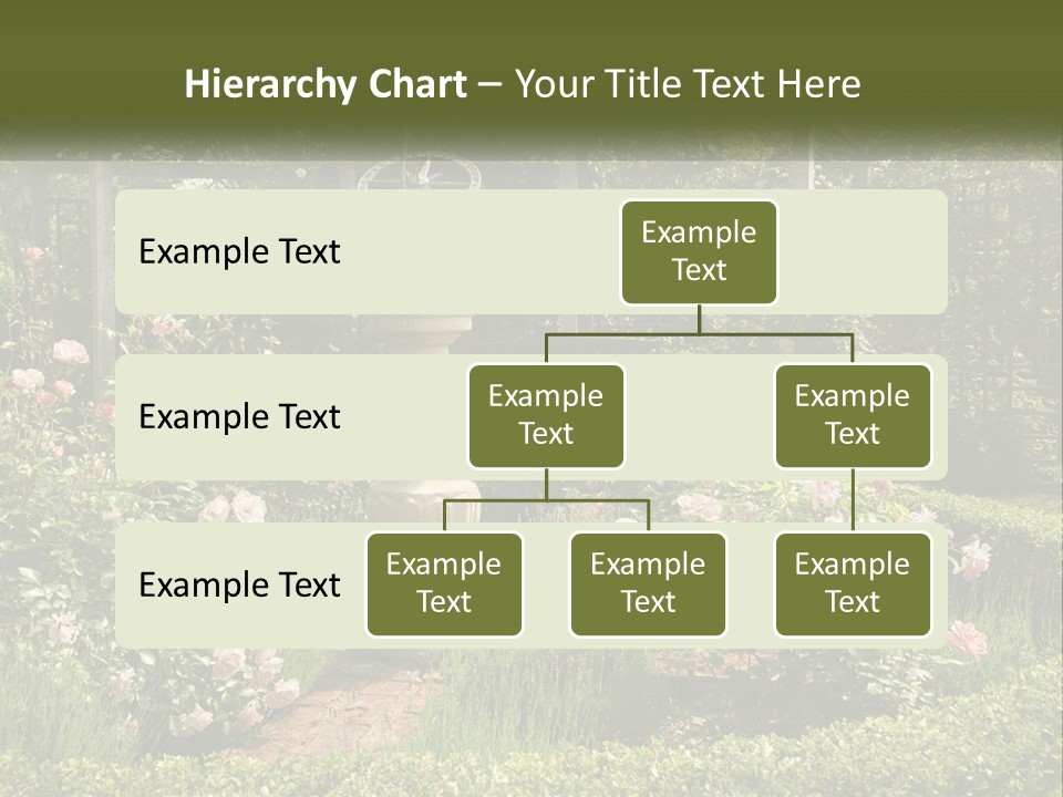 A Garden With Flowers And A Bench In The Middle Of It PowerPoint Template