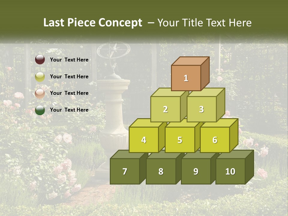 A Garden With Flowers And A Bench In The Middle Of It PowerPoint Template
